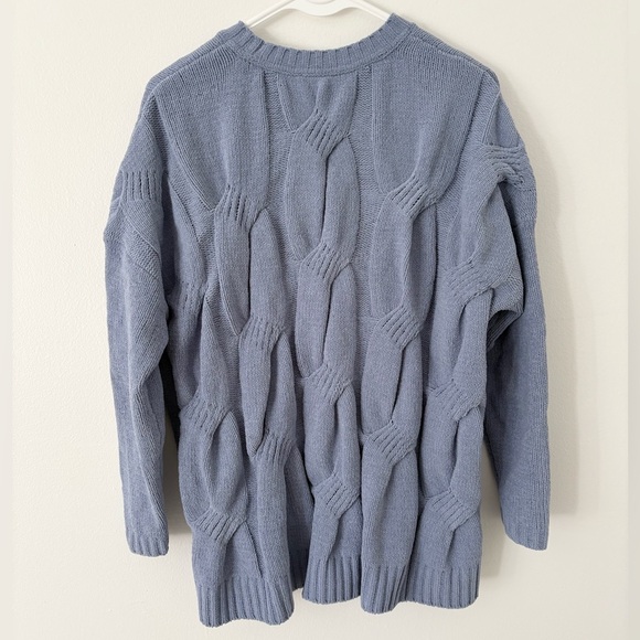 J. Jill Pastel Blue Chenille Cable Knit Crewneck Sweater Size Small - Picture 5 of 7